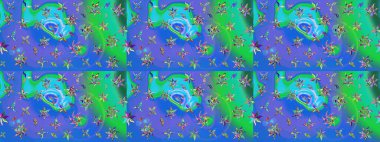 Ultraviyole kumaş deseni. Çizim kalıbı. Raster illüstrasyonu. Organik motif arkaplanı.