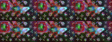 Asya tekstil tarzında. Raster illüstrasyonu. Düz Çiçek Elementleri Tasarımı. Çiçek desenli çizim. Renkli Bahar Teması eskiz kalıbı. Güzel kumaş deseni.