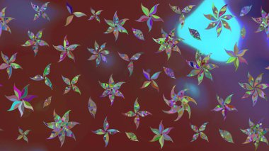 Düz Çiçek Elementleri Tasarımı. Renkli Bahar Teması eskiz kalıbı. Raster illüstrasyonu. Kahverengi renkte zarif çiçekler ve suluboya..