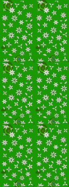 Varicologreen Raster çizimi. Bir sürü yeşil ve soyut çiçekli tropik eskiz deseni. Küçük çiçekte sevimli çiçek deseni var..