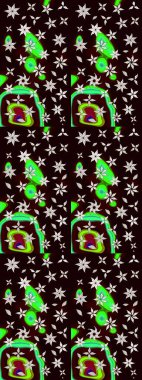 Renkli çizim kalıbı. Çiçek arkaplan. Çiçek duvar kâğıdı. Raster illüstrasyonu. Siyah renklerde sevimli tekstil.