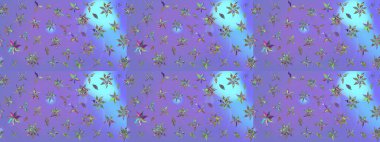 Raster illüstrasyonu. Çiçekli karalama şeklinde Raster çiçek deseni. Nazikçe, yaz çiçekleri menekşe renklerinde.