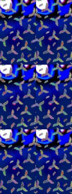 Raster illüstrasyonu. Sihirli mavi, siyah ve yeşil tatil soyut arka plan yıldız ve düşen kar taneleri. Noel mavisi, siyah ve yeşil.