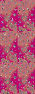 Çizim çiçek deseni duvar kâğıdı olarak kullanılabilir. Pembe renkli çiçekler. Raster illüstrasyonu.