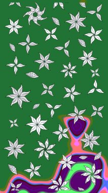 Güzel çiçek deseni. Yeşil renkli çiçekler. Düz Çiçek Elementleri Tasarımı. Renkli Bahar Teması çizim şablonu.