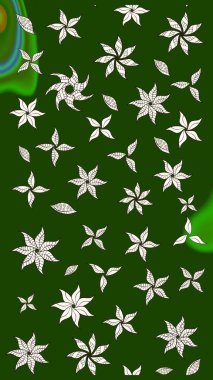 Yumuşak, yeşil renkli yaz çiçekleri. Çiçekli karalama şeklinde Raster çiçek deseni. Raster illüstrasyonu.