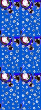 Modaya uygun kumaş deseni. Düz Çiçek Elementleri Tasarımı. Sevimli çiçek raster deseni. Renkli Yaz Teması çizim şablonu.