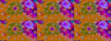 Çiçek desenli eskiz, yaz çiçekleri. Renkli Bahar Teması eskiz kalıbı. Turuncu renkli çiçekler. Düz Çiçek Elementleri Tasarımı.