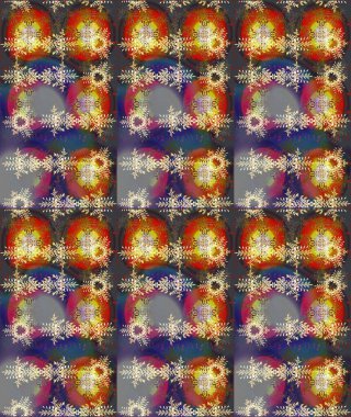 Yüzey için tekrarlanan doku, ambalaj kağıdı, gri, kahverengi ve kırmızı renkte kar tanesi. Kış kar taneleri, raster arka plan.