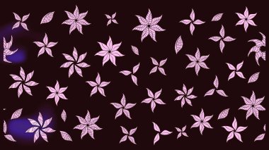 Çiçek ve yapraklı karalama şeklinde Raster çiçek deseni. Raster illüstrasyonu. Yumuşak, bahar çiçekleri kahverengi renklerde.