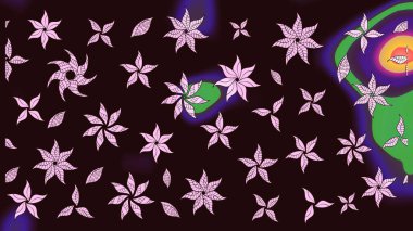 Şirin çiçekli, desenli, kahverengi renkli bir eskiz deseni. Tekstil için suluboya eskiz deseni. El çizimi çiçek çizimi deseni (fayans)).