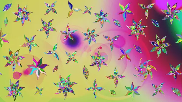 Renkli Bahar Teması eskiz kalıbı. Düz Çiçek Elementleri Tasarımı. Raster illüstrasyonundaki çiçek desenli çizim. Süslü kumaş deseni.