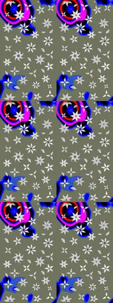 Varicologreen Raster çizimi. Bir sürü yeşil ve soyut çiçekli tropik eskiz deseni. Küçük çiçekte sevimli çiçek deseni var..