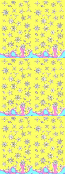 Sevimli çiçek raster deseni. Sarı renkli çiçekler. Renkli Bahar Teması eskiz kalıbı. Düz Çiçek Elementleri Tasarımı.