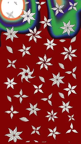 Kırmızı renkte çiçekler. Tropik çiçek desenleri. Raster illüstrasyonu.