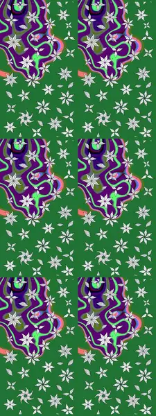 Çiçek desenli eskiz. Yeşil renkli çiçekler. Renkli Bahar Teması eskiz kalıbı. Düz Çiçek Elementleri Tasarım Raster illüstrasyonu.