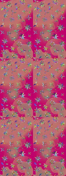 Çizim çiçek deseni duvar kâğıdı olarak kullanılabilir. Pembe renkli çiçekler. Raster illüstrasyonu.