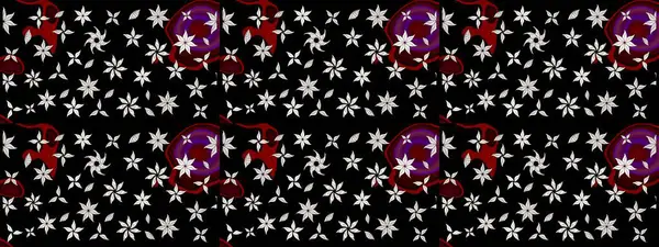 Çiçek duvar kağıdı. Renkli süs kenarı. Çizim kalıbı. Raster illüstrasyonu. Siyah renklerde. Hint süsü..