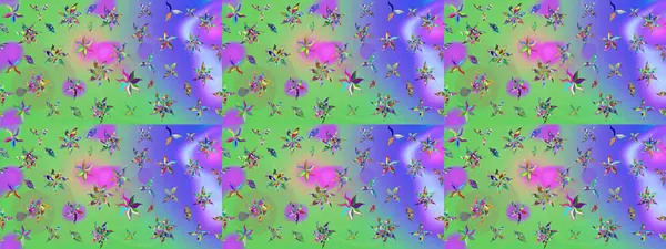 Tekrarlayan çiçek arkaplanı, zarif yeşil çiçek duvar kağıdı. Yeşil renkler üzerine çiçek desenli çizimler, el yapımı papatyalar, papatyalar..