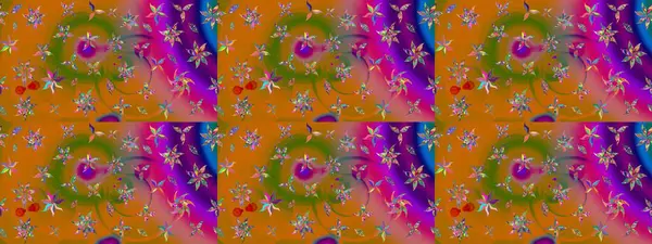 Nazik, sevimli çiçek arkaplanı. Çiçekli karalama şeklinde Raster çiçek deseni. Turuncu renkte çiçekler.