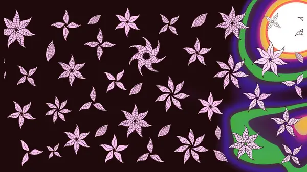 Raster. Düz Çiçek Elementleri Tasarımı. Renkli Bahar Teması çizim şablonu.