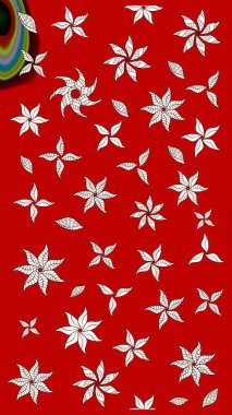 Çiçek desenli eskiz. Kırmızı renkte çiçekler. Renkli Bahar Teması eskiz kalıbı. Düz Çiçek Elementleri Tasarım Raster illüstrasyonu.