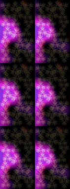 Kar tanelerinin soyut arkaplanlı Noel şablonu. Noel ve yeni yıl moda baskıları için tatil tasarımı. Siyah, mor ve gri kar taneleri. Raster illüstrasyonu.