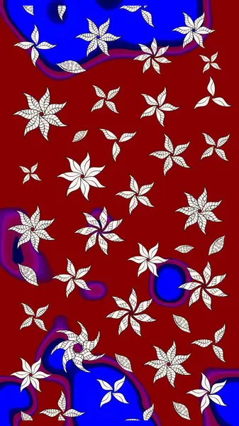 El yapımı çiçek ve bitki koleksiyonu. Raster illüstrasyonu. Robot resim tarzı kırmızı renkler. Şirin karalamalı çiçek desenli çizim. Raster illüstrasyonu.