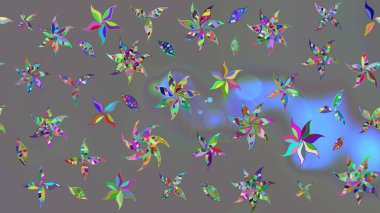 Çiçekli karalama şeklinde Raster çiçek deseni. Yumuşak, yaz çiçekli arka plan. Gri renkli çiçekler.