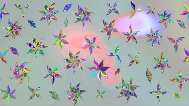 Düz Çiçek Elementleri Tasarımı. Renkli Bahar Teması eskiz kalıbı. Gri renkli çiçekler. Çiçek desenli eskiz, yaz çiçekleri..