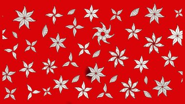 Raster illüstrasyonundaki çiçek desenli çizim. Kırmızı renkte çiçekler.