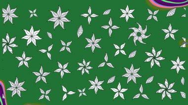 Karalama çiçekleri çizim kalıbı. Sanat, çiçeklere ilham verir ve arka plan bırakır. Yeşil el çizimi desen. Raster deseni.