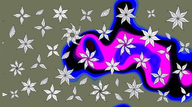 Küçük çiçekteki sevimli çiçek deseni. Raster illüstrasyonu. Çizim.