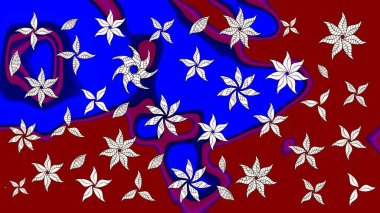 Çiçek buketleriyle klasik bir eskiz şekli. Raster illüstrasyonu. Kırmızı renklerde.