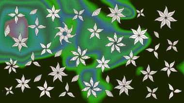 Suluboya çiçekli çiçek deseni. Raster illüstrasyonu. Gri renkli Asya tekstili.