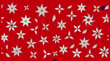 Kırmızı renkte bitkilerden oluşan parlak çiçekli çizim deseni.