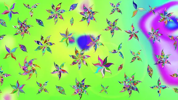 Raster illüstrasyonu. Egzotik çiçekler, botanik, yeşil renklerdeki parlak klasik doğa. Klasik tropikal doğal elementlerin suluboya seti.