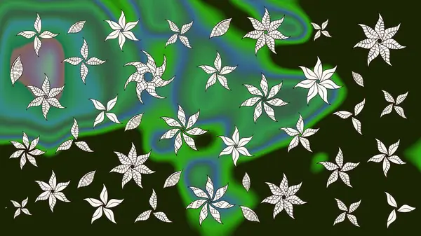 Suluboya çiçekli çiçek deseni. Raster illüstrasyonu. Gri renkli Asya tekstili.