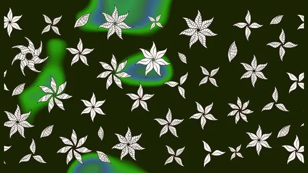 Raster illüstrasyonundaki çiçek desenli çizim. Gri renkli çiçekler. Renkli Yaz Temalı eskiz kalıbı. Düz Çiçek Elementleri Tasarımı.