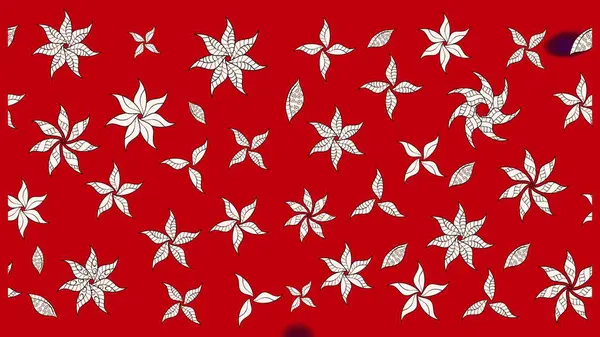 Kırmızı renkte bitkilerden oluşan parlak çiçekli çizim deseni.