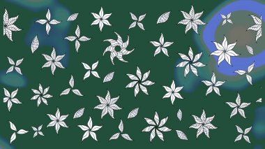 Sevimli çiçek raster deseni. Yeşil renkli çiçekler. Renkli Bahar Teması eskiz kalıbı. Düz Çiçek Elementleri Tasarımı.