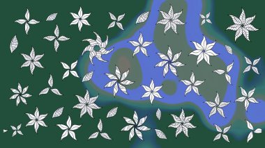 Çiçek ve yapraklı çiçek deseni. Küçük çiçekli şirin bir desen. Raster illüstrasyonu.