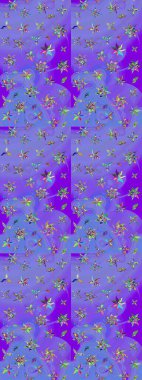 Küçük çiçekte güzel bir çiçek deseni var. Çiçekli çiçek deseni, suluboya. Raster deseni.