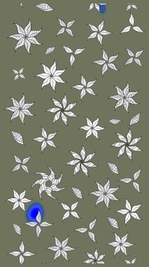 Çiçekleri, deniz kabukları, mandalaları ve suluboya efektleriyle donanma geçmişi. Yatak çarşafları, ceket, paket tasarımı, kumaş ve moda kavramları için tekstil baskısı. Çizim kalıbı etnik tasarım.