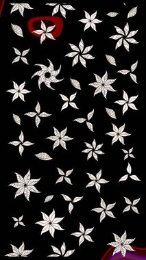 Siyah renkli çiçekler. Raster illüstrasyonu. Çiçek desenli eskiz, vuruşlar, sıçramalar, yaz çiçekleri..