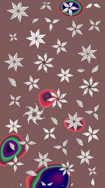 Düz Çiçek Elementleri Tasarımı. Güzel kumaş deseni. Renkli Bahar Teması eskiz kalıbı. Raster illüstrasyonunda çiçek deseni çizimi.