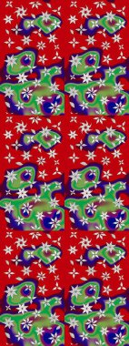 Yaz çiçekleri teması. Klasik çiçekler. Kırmızı renkler. El çizimi, soyut ve süslü elementler. Suluboya resim taklit Raster illüstrasyonu.