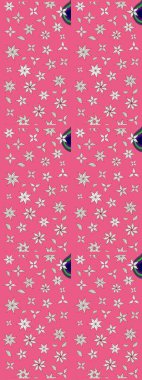 Düz Çiçek Elementleri Tasarımı. Raster Modaya uygun kumaş deseni. Renkli Bahar Teması eskiz kalıbı. Pembe renkli şirin çiçek deseni.