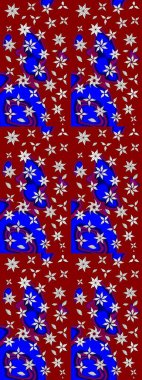 Ağaç dallı bahar çiçekleri, çiçek siluetiyle kırmızı renkte desen. Raster deseni.