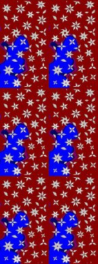 Kırmızı renklerde. Raster illüstrasyonu. Kırmızı renkte kırmızı papatya deseni.